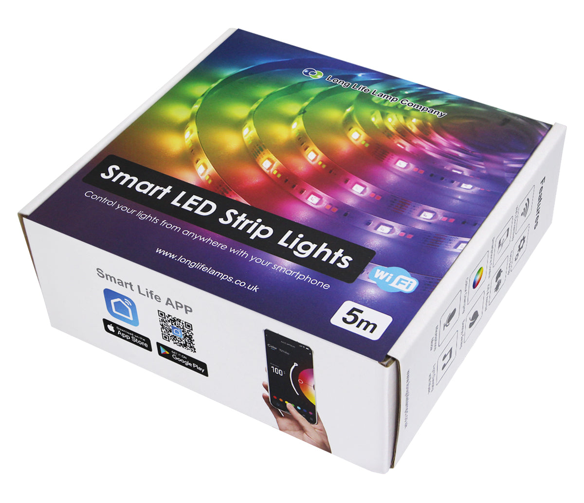 5M Smart WiFi RGB LED Strip Lights Plug and Play Kit Dimmable with IR Remote App Controlled