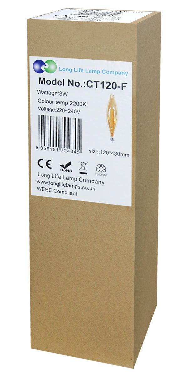 8w Tubular Antique Vintage LED E27 Smoked Glass