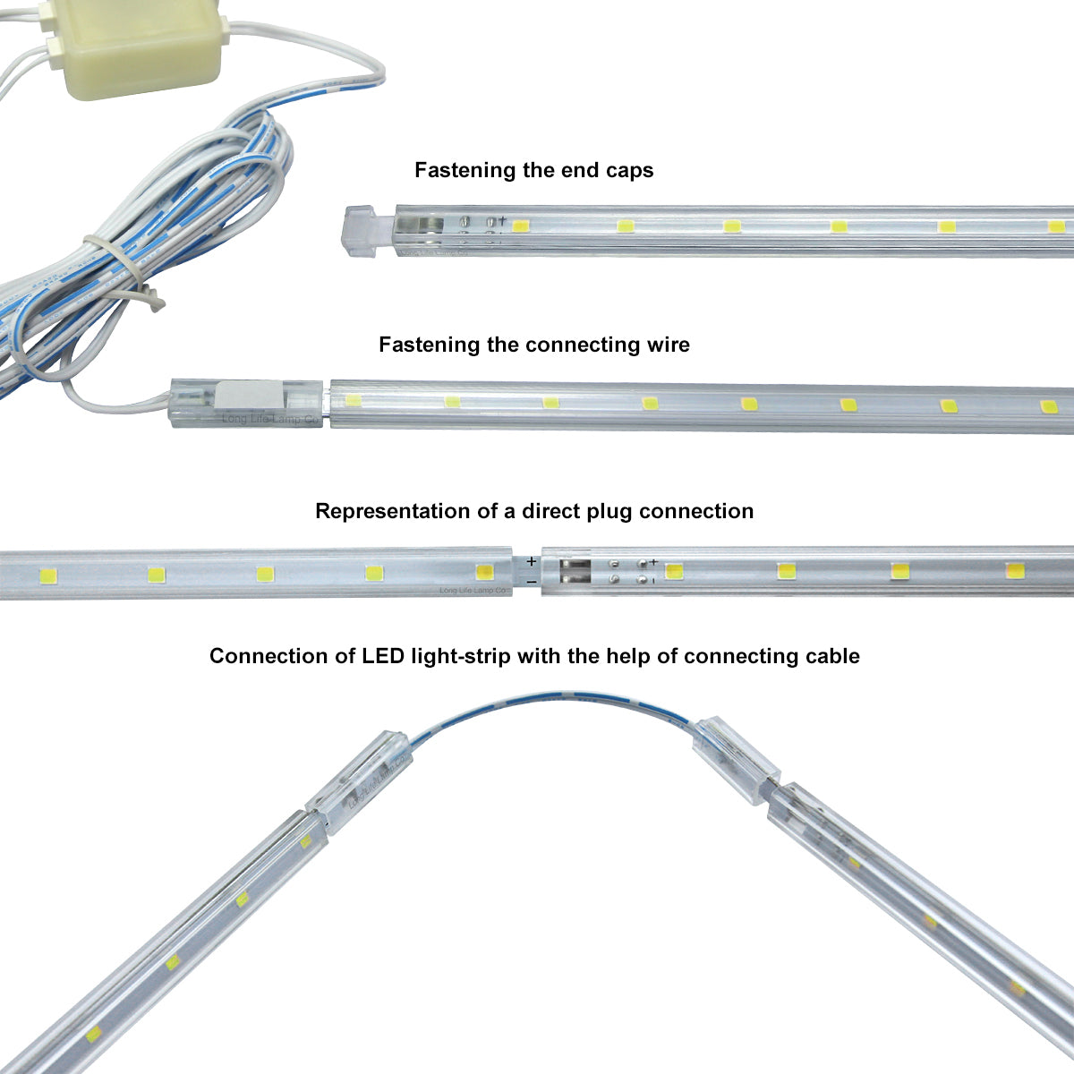 6 x 30cm Plug In LED Cool White Under Kitchen Cupboard Cabinet Strip Lights