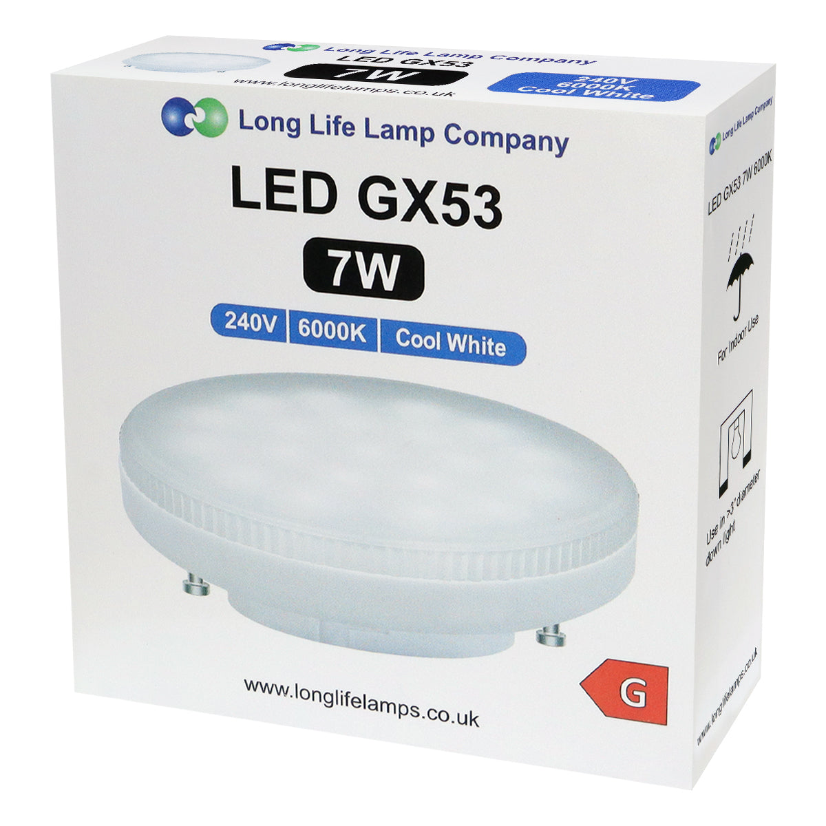 2 Pack 7w LED GX53 Cool White Light Bulb - Free delivery on all orders
