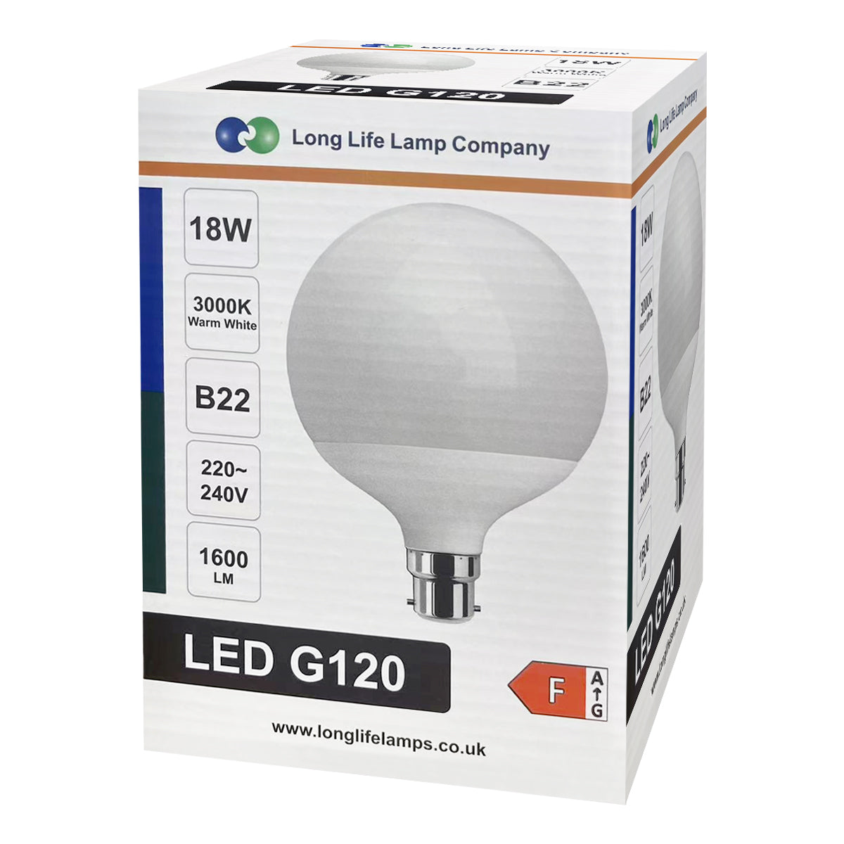 18w Round LED Globe Bulb B22 Bayonet Warm White Equivalent to 162w - Free delivery on all orders