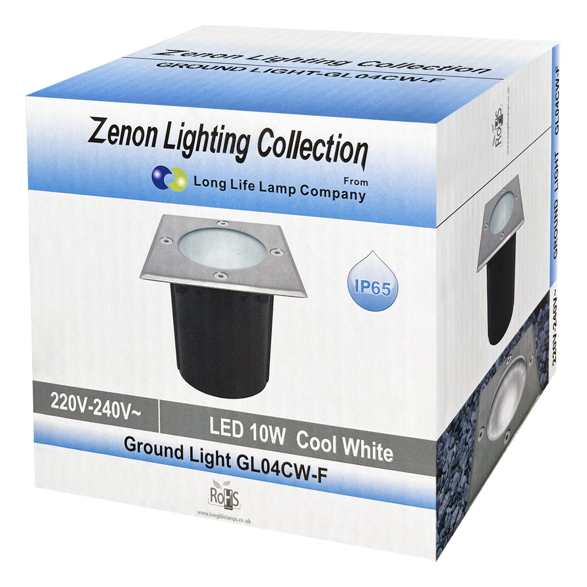 10w LED Outdoor Ground Walkover Light Square Cool White Brushed Chrome Finish GL04CW