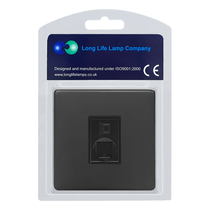 Matt Black 1 Gang Ethernet Data Socket 8 Terminal CAT6 Screwless BL442