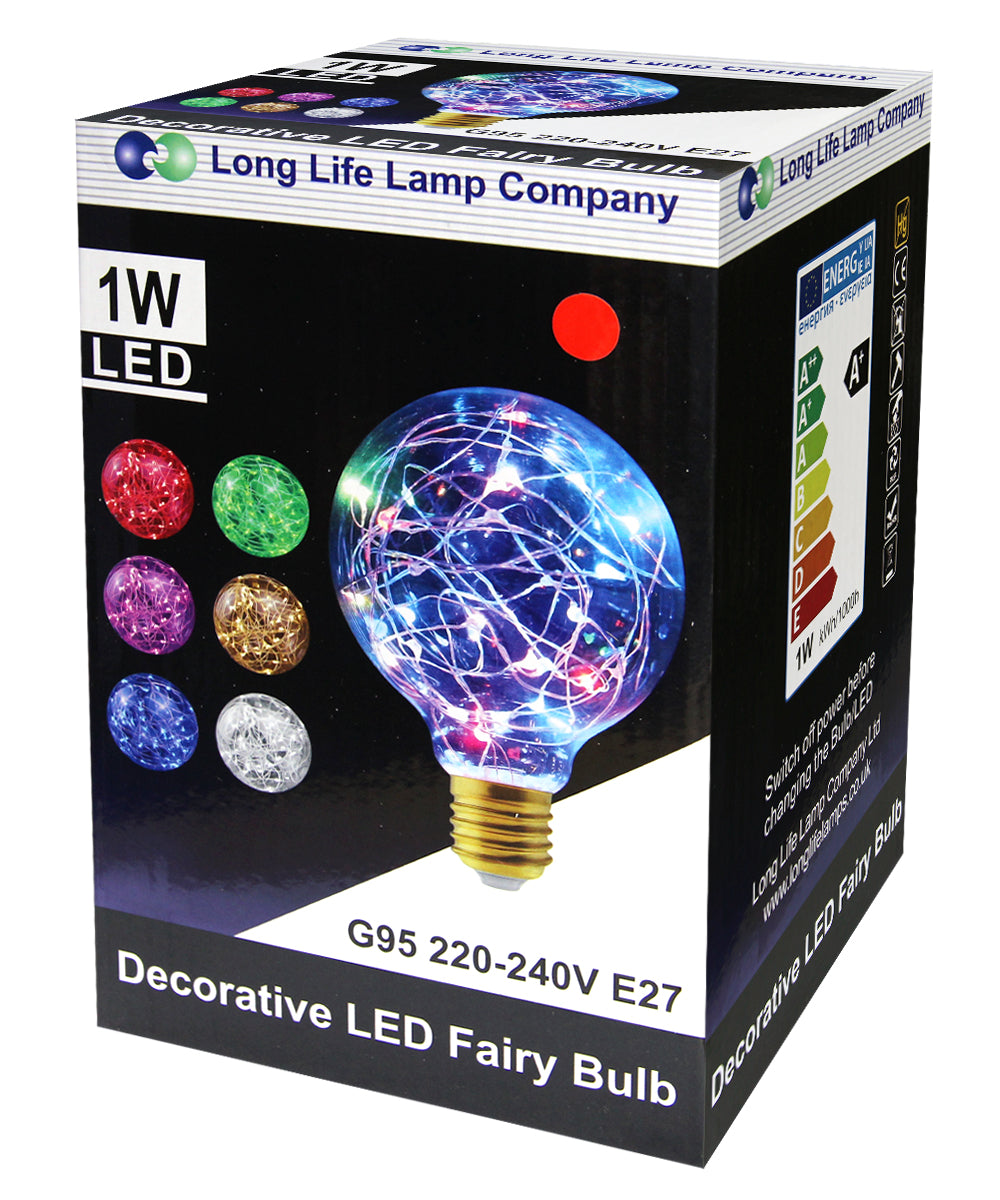 1w E27 LED Globe Decorative Light Bulb Red G95 - Free delivery on all orders