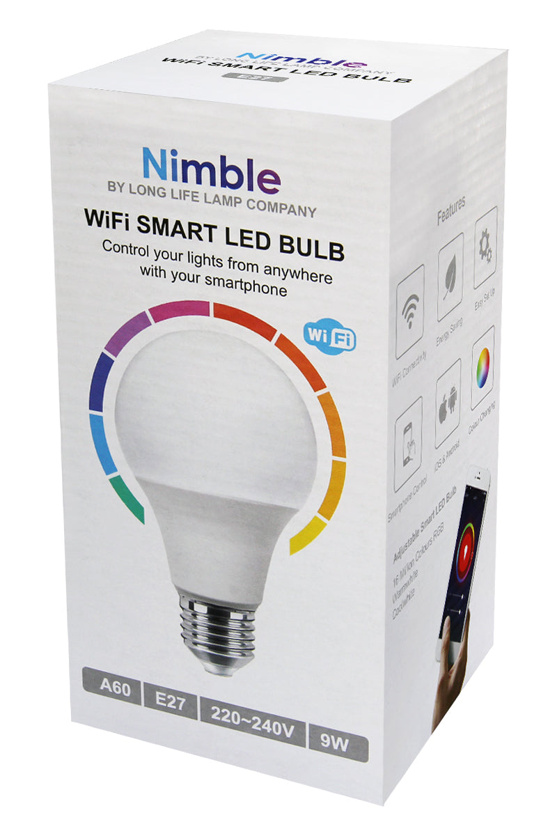 WiFi Smart Bulbs | 9W E27 LED Smart WiFi Light Bulb Colour Changing Mood Lamp