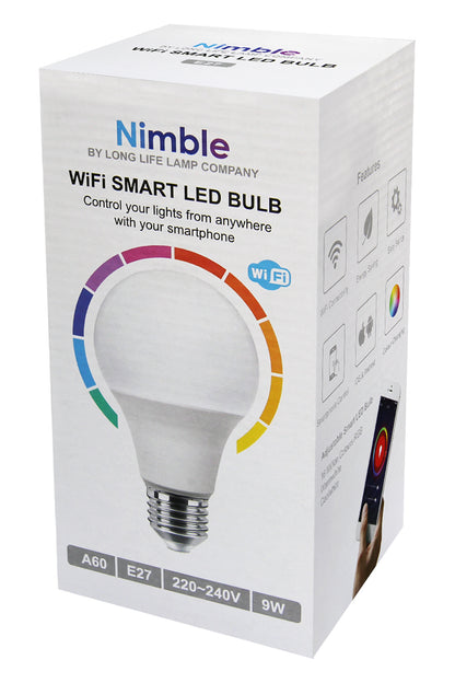 WiFi Smart Bulbs | 9W E27 LED Smart WiFi Light Bulb Colour Changing Mood Lamp