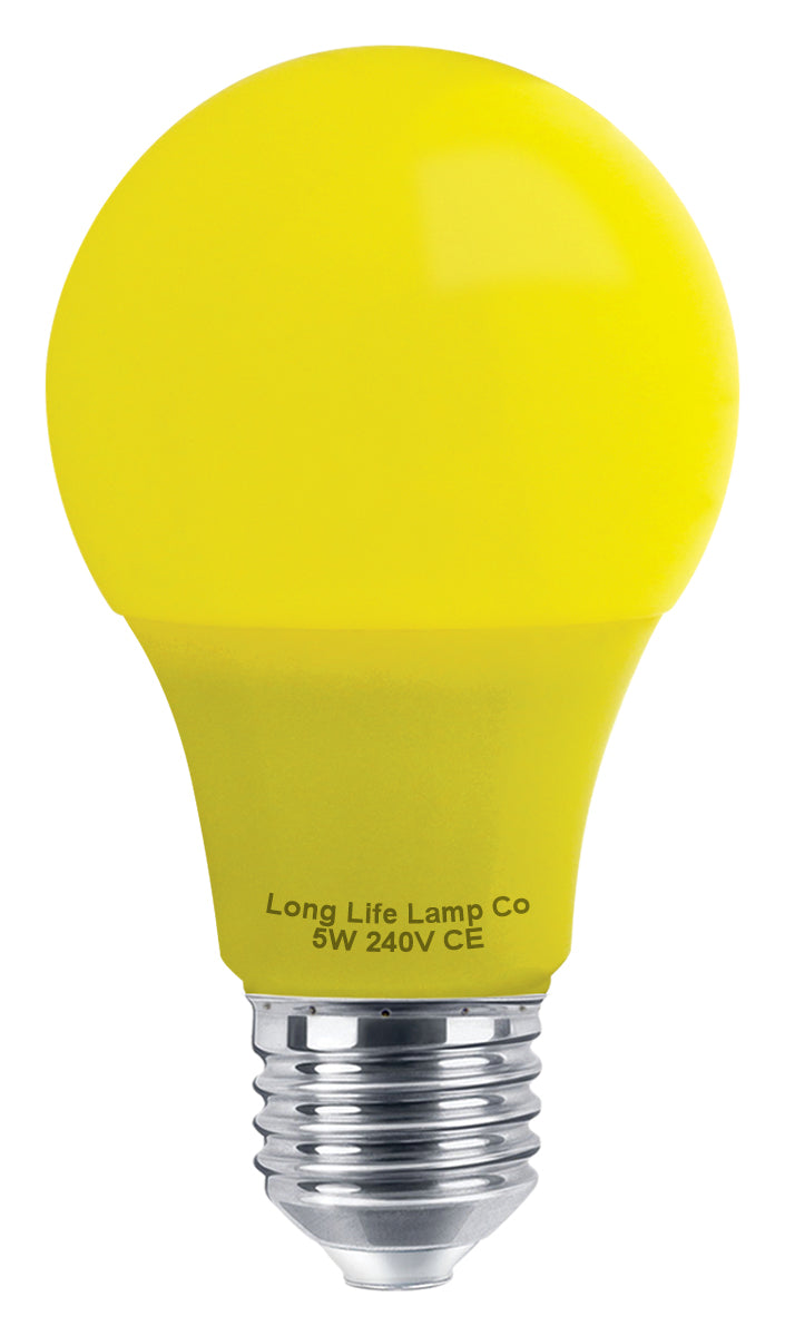 5w LED Yellow GLS Light Bulb E27 Edison Screw 
