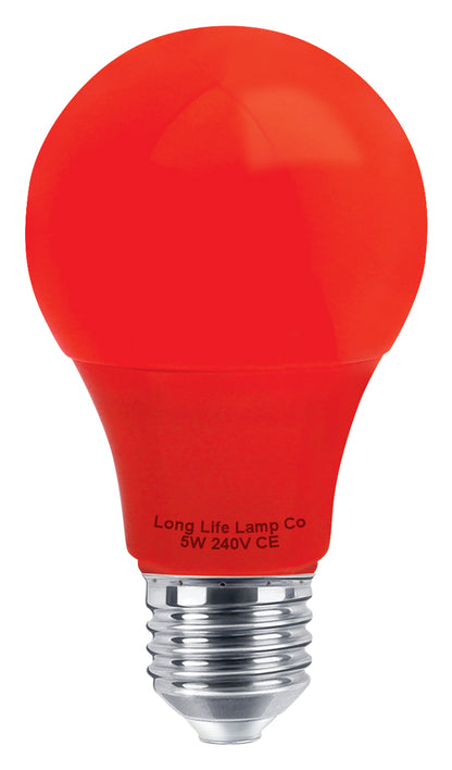 5w LED Red GLS Light Bulb E27 Edison Screw 