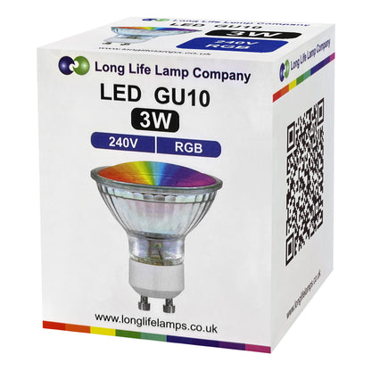 3w LED GU10 Automatic Colour Change Red Green Blue RGB Light Bulb