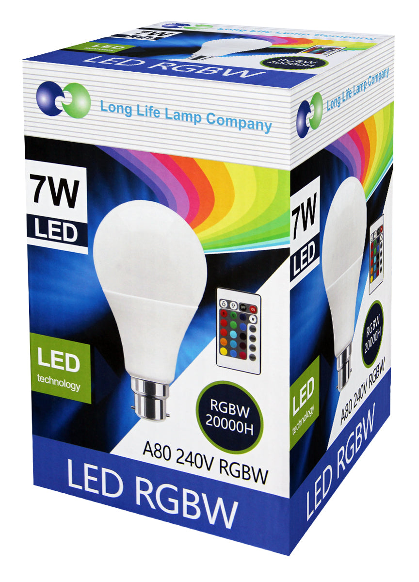 7w B22 RGB LED Colour Changing Light Bulb Remote Control High Brightness Built In Memory - Free delivery on all orders