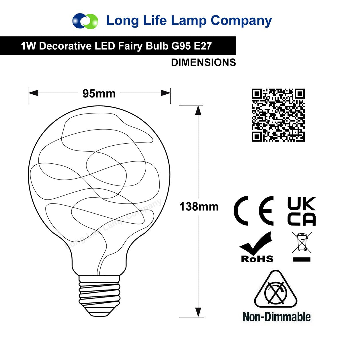 1w E27 LED Globe Decorative Light Bulb RGB G95 - Free delivery on all orders