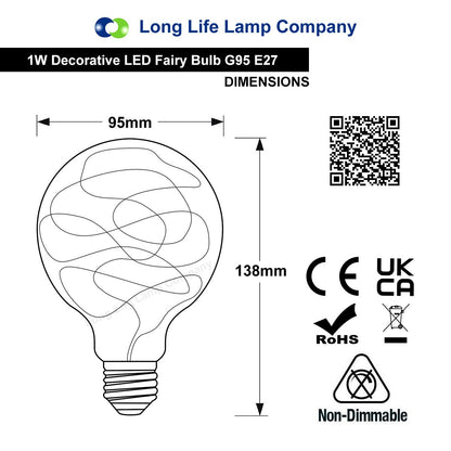 1w E27 LED Globe Decorative Light Bulb RGB G95 - Free delivery on all orders