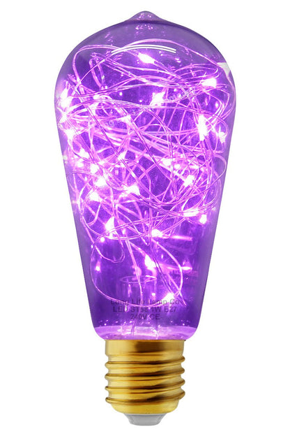 1w E27 ST58 LED Purple Fairy String Filament Light Bulb - Energy Light Bulbs - Free delivery on all orders