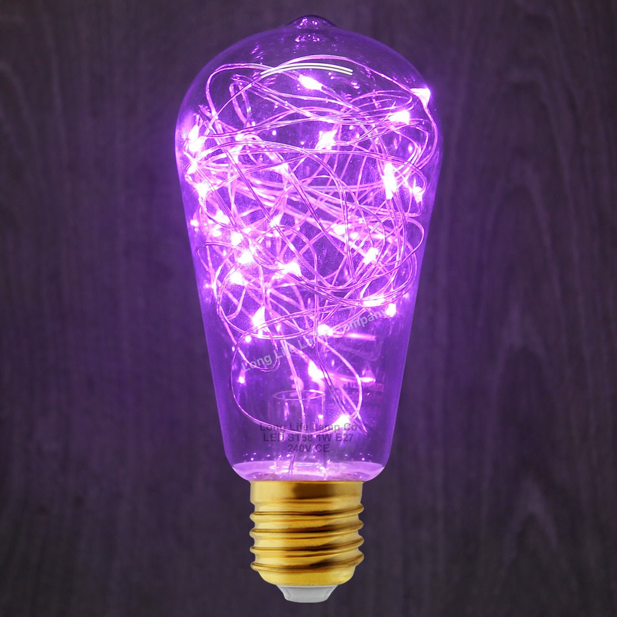 1w E27 ST58 LED Purple Fairy String Filament Light Bulb - Energy Light Bulbs - Free delivery on all orders