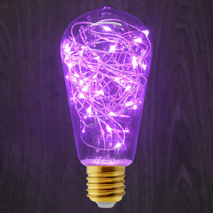 1w E27 ST58 LED Purple Fairy String Filament Light Bulb - Energy Light Bulbs - Free delivery on all orders