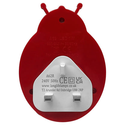1W LED Night Light with Auto Sensor Red Ladybug Plug In Dusk to Dawn - Energy Light Bulbs - Free delivery on all orders