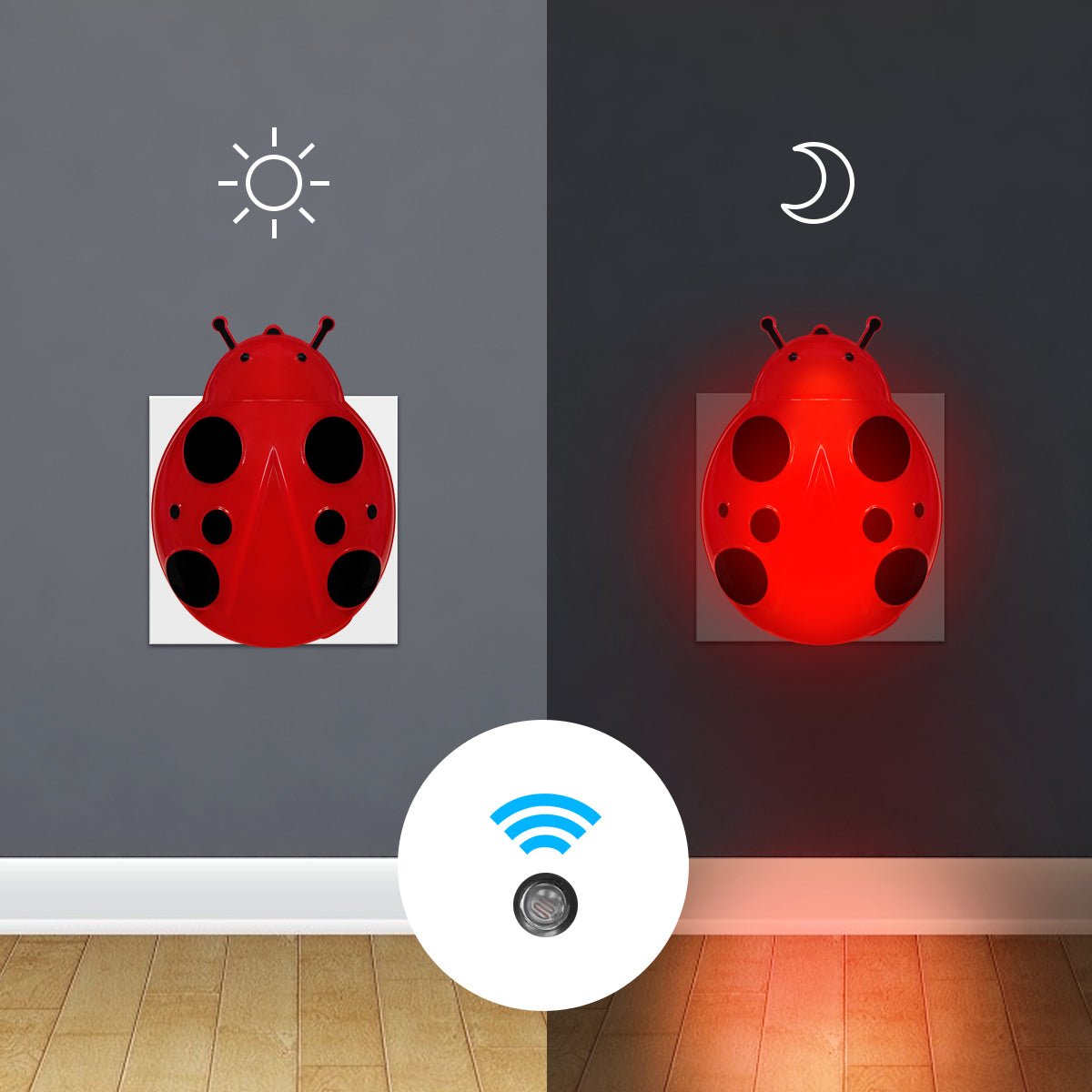 1W LED Night Light with Auto Sensor Red Ladybug Plug In Dusk to Dawn - Energy Light Bulbs - Free delivery on all orders