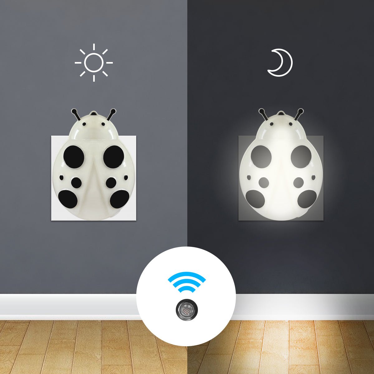 1W LED Night Light with Auto Sensor White Ladybug Plug In Dusk to Dawn - Energy Light Bulbs - Free delivery on all orders