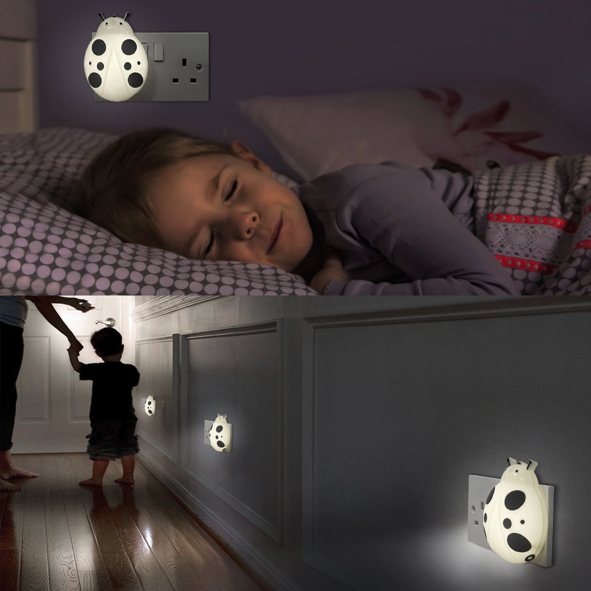 1W LED Night Light with Auto Sensor White Ladybug Plug In Dusk to Dawn - Energy Light Bulbs - Free delivery on all orders