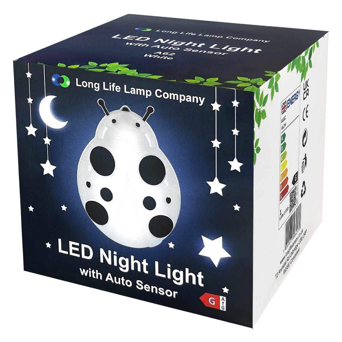 1W LED Night Light with Auto Sensor White Ladybug Plug In Dusk to Dawn - Energy Light Bulbs - Free delivery on all orders
