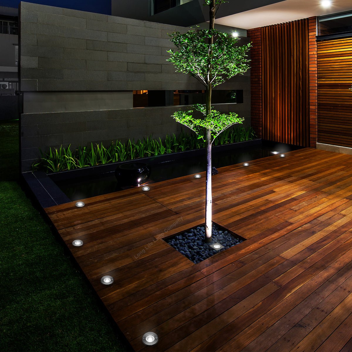 1w LED Recessed Outdoor Ground Light Round Cool White Brushed Chrome Walkover Uplighter - Energy Light Bulbs - Free delivery on all orders