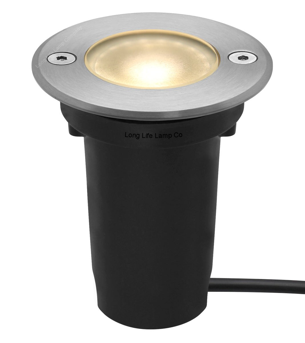 1w LED Recessed Outdoor Ground Light Round Warm White Brushed Chrome Walkover Uplighter - Energy Light Bulbs - Free delivery on all orders
