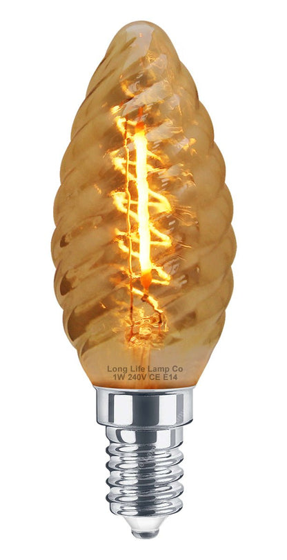 1w LED Twisted Candle E14 Vintage Light Bulb Smoke Glass - Energy Light Bulbs - Free delivery on all orders
