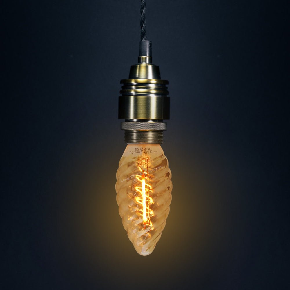 1w LED Twisted Candle E14 Vintage Light Bulb Smoke Glass - Energy Light Bulbs - Free delivery on all orders