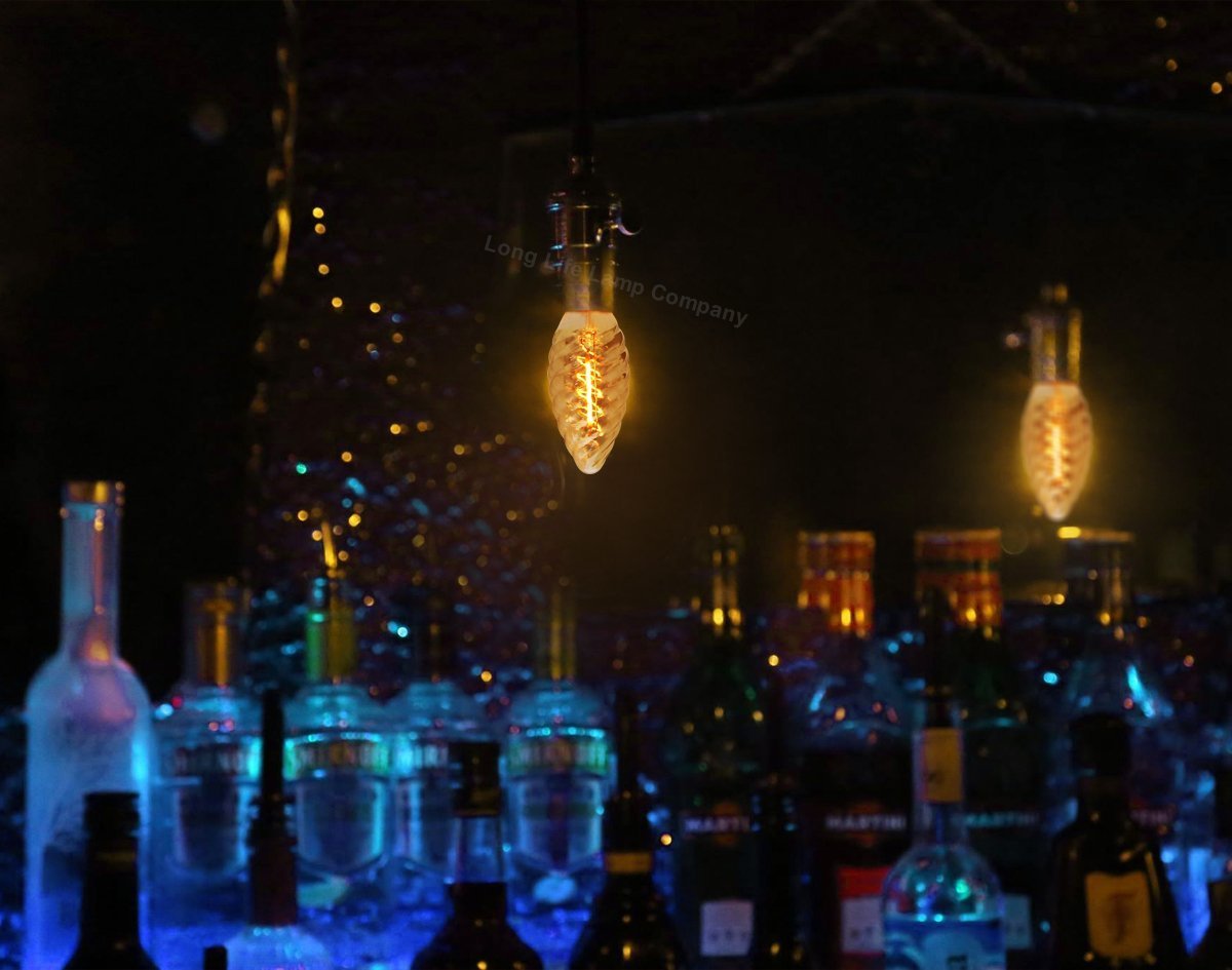 1w LED Twisted Candle E14 Vintage Light Bulb Smoke Glass - Energy Light Bulbs - Free delivery on all orders