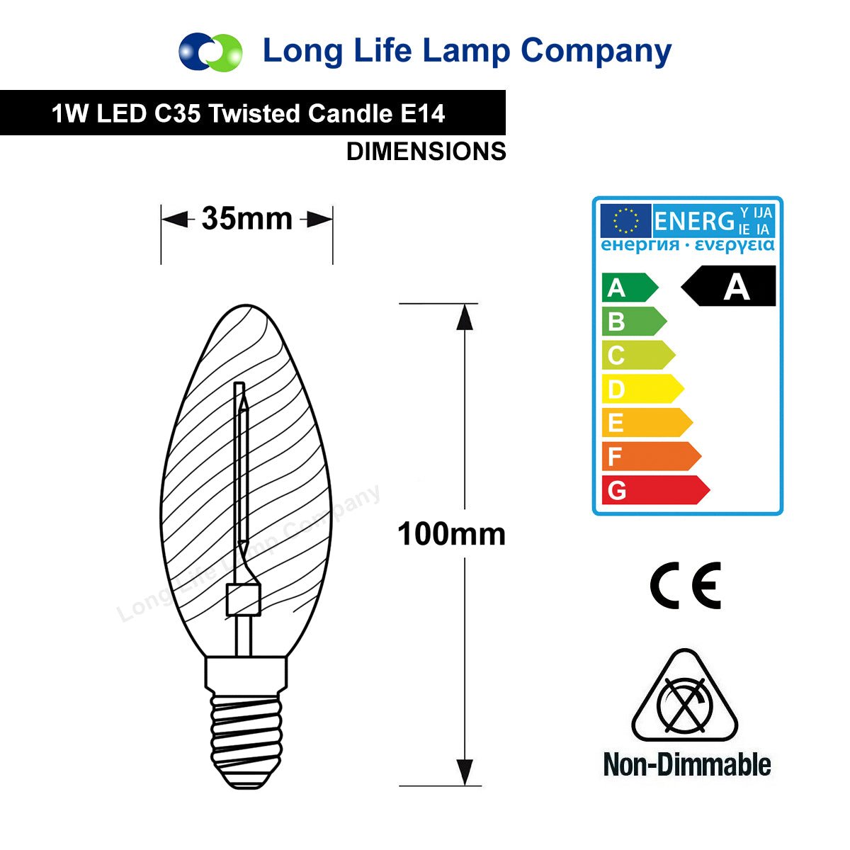 1w LED Twisted Candle E14 Vintage Light Bulb Smoke Glass - Energy Light Bulbs - Free delivery on all orders