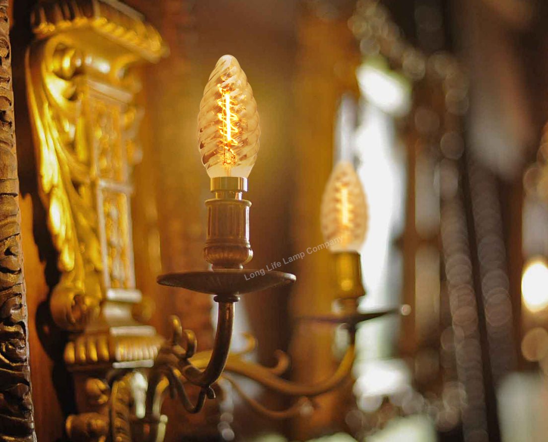 1w LED Twisted Candle E14 Vintage Light Bulb Smoke Glass - Energy Light Bulbs - Free delivery on all orders