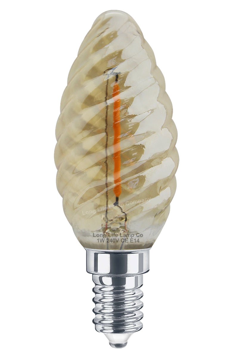 1w LED Twisted Candle E14 Vintage Light Bulb Smoke Glass - Energy Light Bulbs - Free delivery on all orders