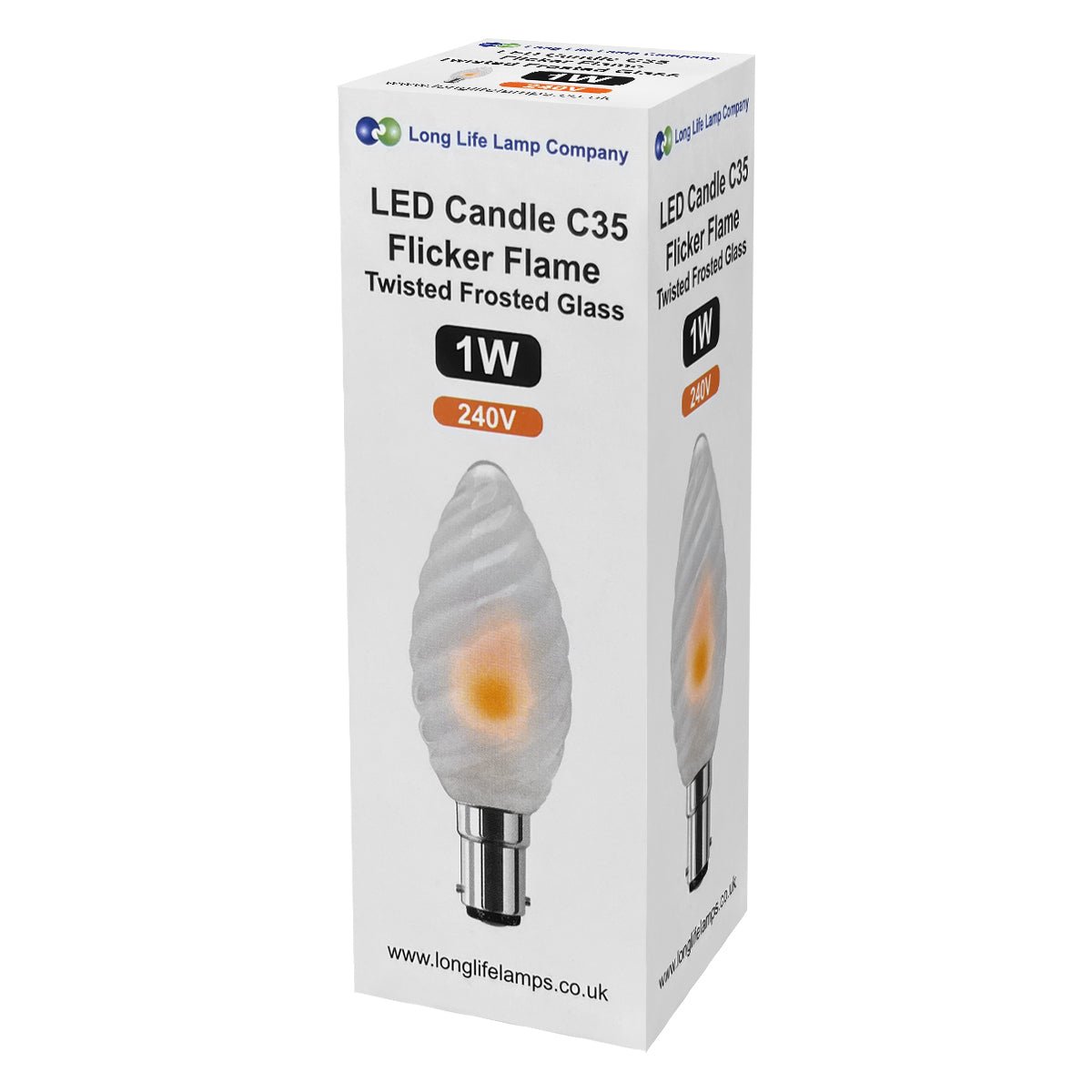 1W LED Twisted Opal Glass Flicker Flame Candle Light Bulb B15 2 Pack or 4 Pack
