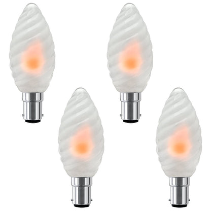 1W LED Twisted Opal Glass Flicker Flame Candle Light Bulb B15 2 Pack or 4 Pack - Energy Light Bulbs - Free delivery on all orders