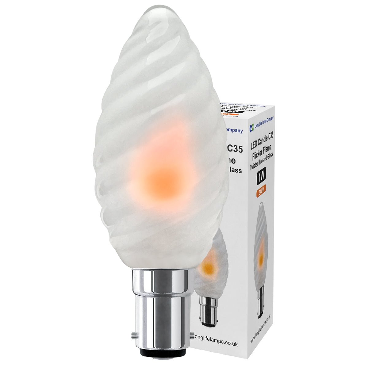 1W LED Twisted Opal Glass Flicker Flame Candle Light Bulb B15 2 Pack or 4 Pack