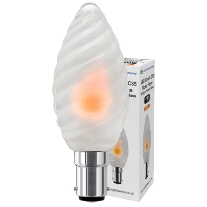 1W LED Twisted Opal Glass Flicker Flame Candle Light Bulb B15 2 Pack or 4 Pack