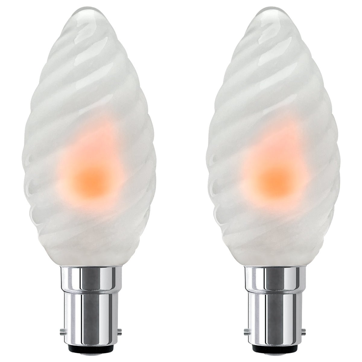 1W LED Twisted Opal Glass Flicker Flame Candle Light Bulb B15 2 Pack or 4 Pack - Energy Light Bulbs - Free delivery on all orders