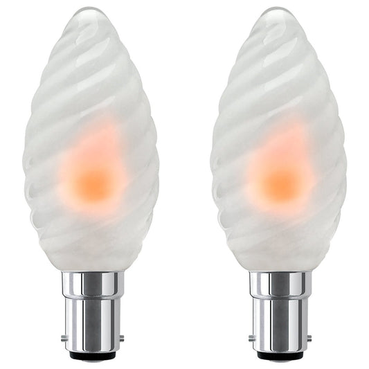 1W LED Twisted Opal Glass Flicker Flame Candle Light Bulb B15 2 Pack or 4 Pack - Energy Light Bulbs - Free delivery on all orders