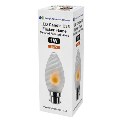 1W LED Flicker Flame Candle Bulb B22 – 2 or 4 Pack