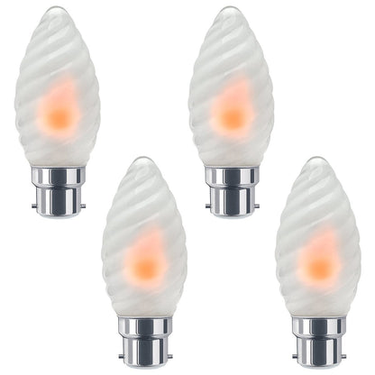 1W LED Twisted Opal Glass Flicker Flame Candle Light Bulb B22 2 Pack or 4 Pack - Energy Light Bulbs - Free delivery on all orders