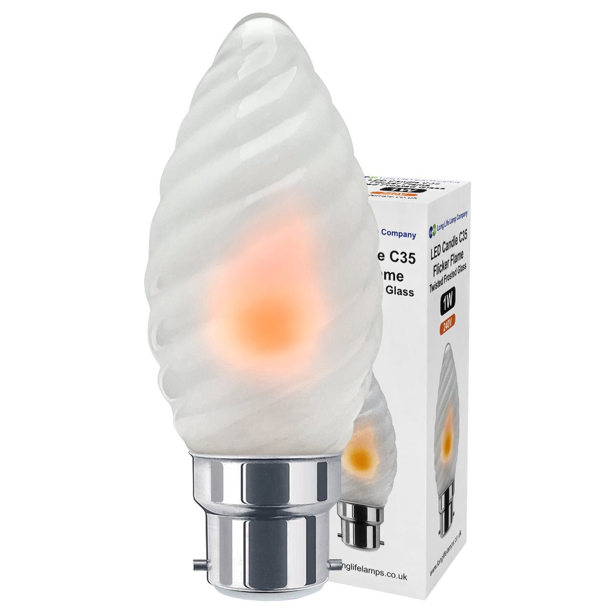1W LED Flicker Flame Candle Bulb B22 – 2 or 4 Pack