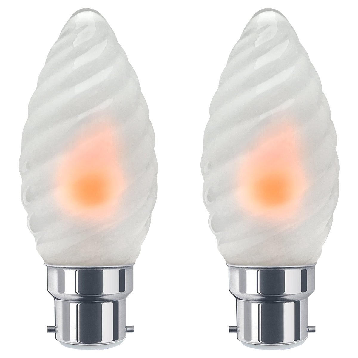 1W LED Twisted Opal Glass Flicker Flame Candle Light Bulb B22 2 Pack or 4 Pack - Energy Light Bulbs - Free delivery on all orders
