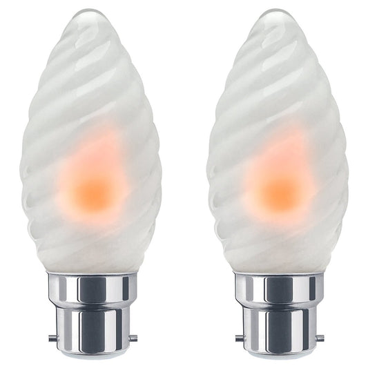 1W LED Twisted Opal Glass Flicker Flame Candle Light Bulb B22 2 Pack or 4 Pack - Energy Light Bulbs - Free delivery on all orders