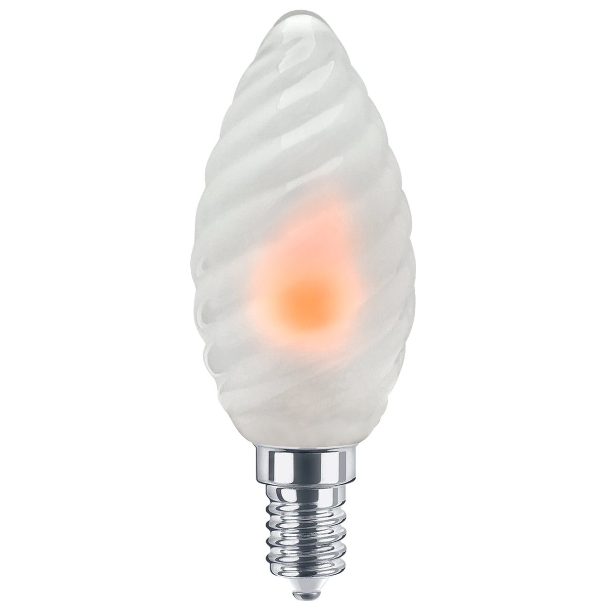 1W LED Twisted Opal Glass Flicker Flame Candle Light Bulb E14 2 Pack or 4 Pack