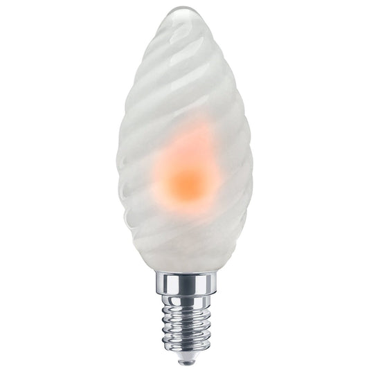 1W LED Twisted Opal Glass Flicker Flame Candle Light Bulb E14 2 Pack or 4 Pack
