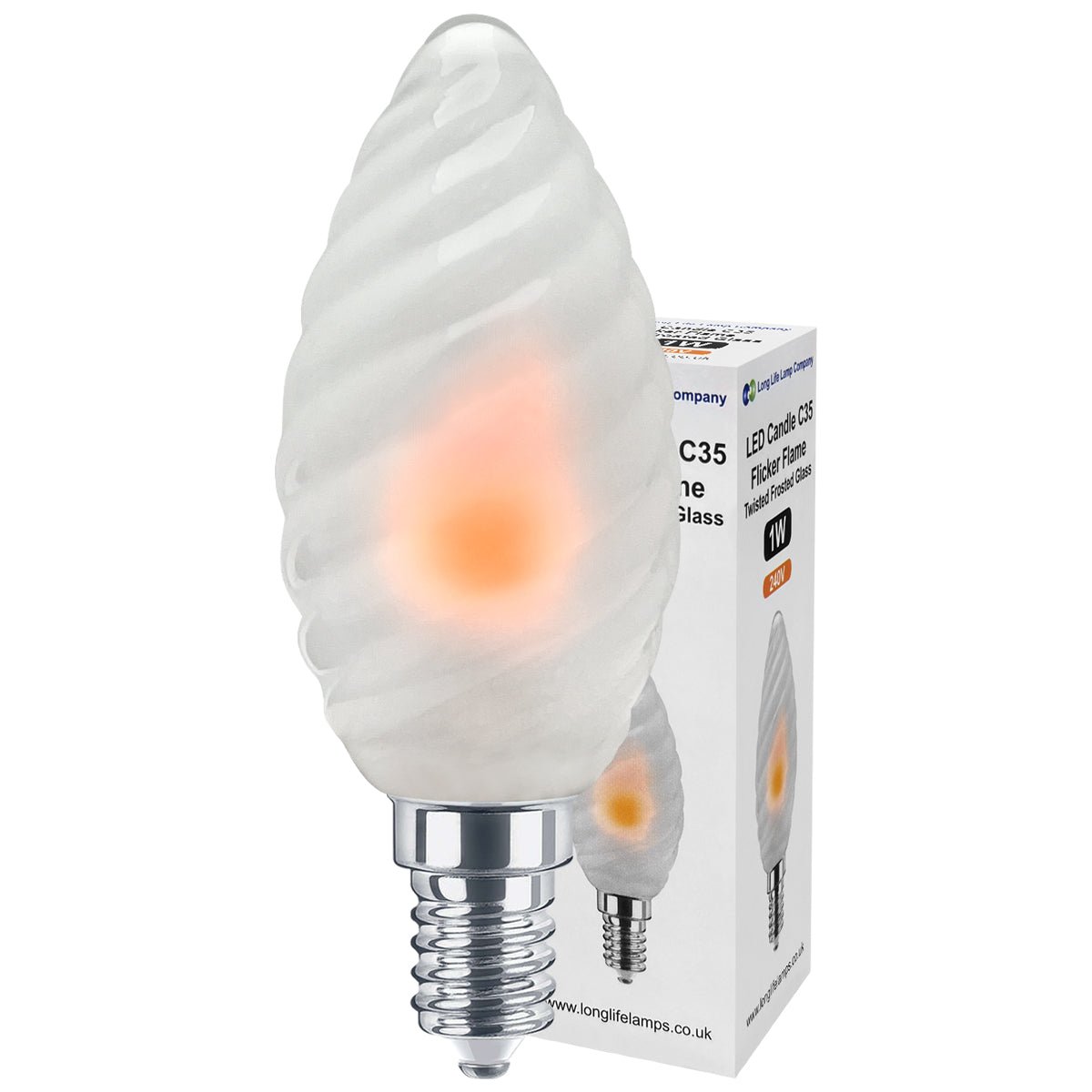 1W LED Twisted Opal Glass Flicker Flame Candle Light Bulb E14 2 Pack or 4 Pack