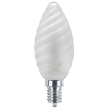 1W LED Twisted Opal Glass Flicker Flame Candle Light Bulb E14 2 Pack or 4 Pack