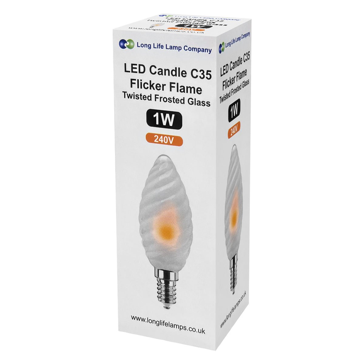 1W LED Twisted Opal Glass Flicker Flame Candle Light Bulb E14 2 Pack or 4 Pack