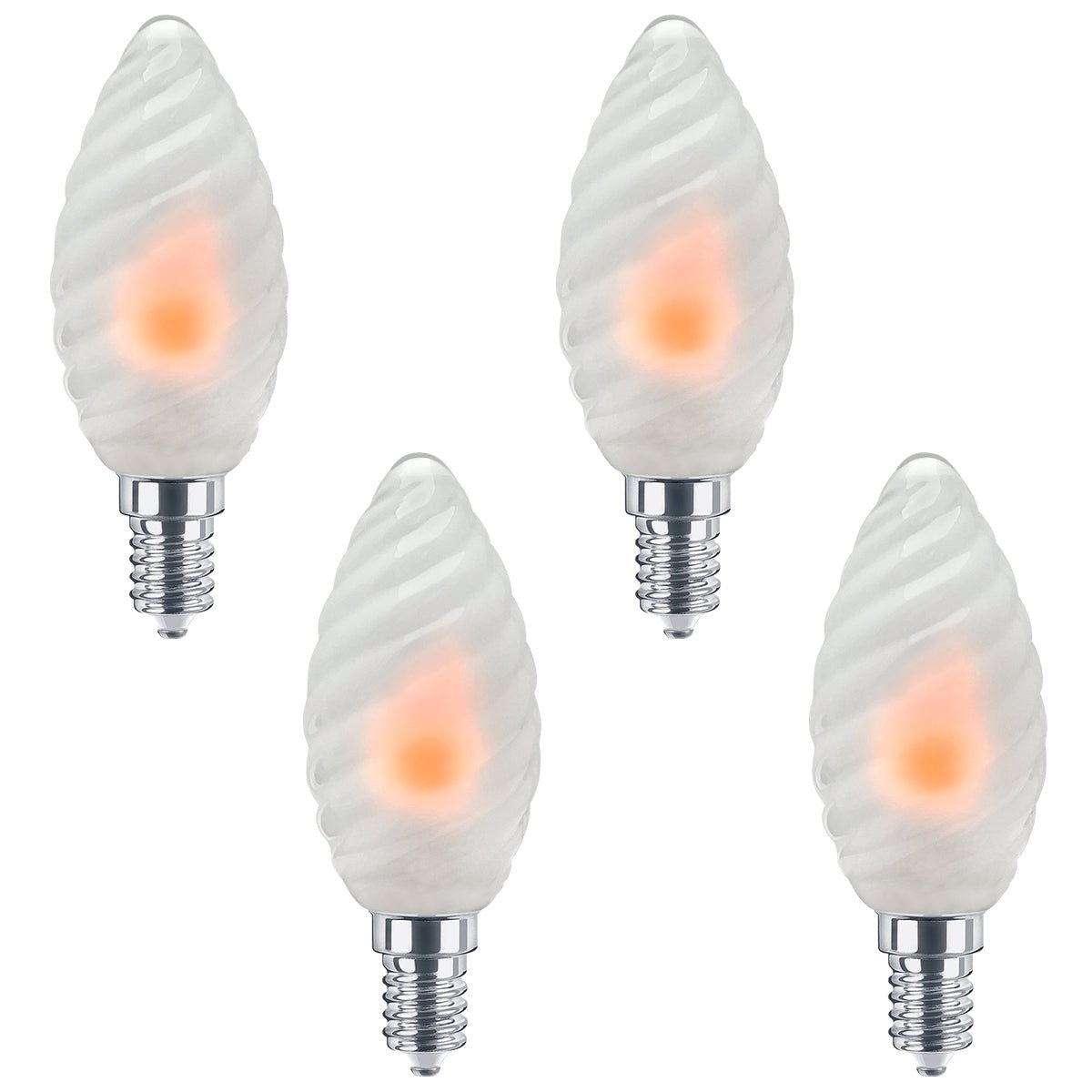 1W LED Twisted Opal Glass Flicker Flame Candle Light Bulb E14 2 Pack or 4 Pack - Energy Light Bulbs - Free delivery on all orders