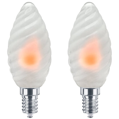 1W LED Twisted Opal Glass Flicker Flame Candle Light Bulb E14 2 Pack or 4 Pack - Energy Light Bulbs - Free delivery on all orders